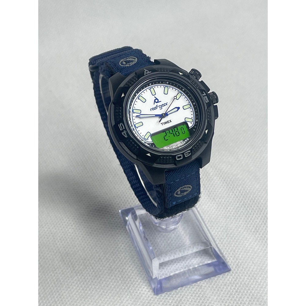 Vintage Timex Reef Gear Analog Digital Water Resist Indiglo FreeStyle Band Mint